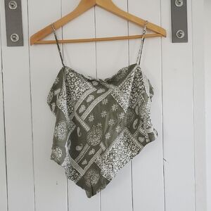 Olive Green Patterned Women's Top